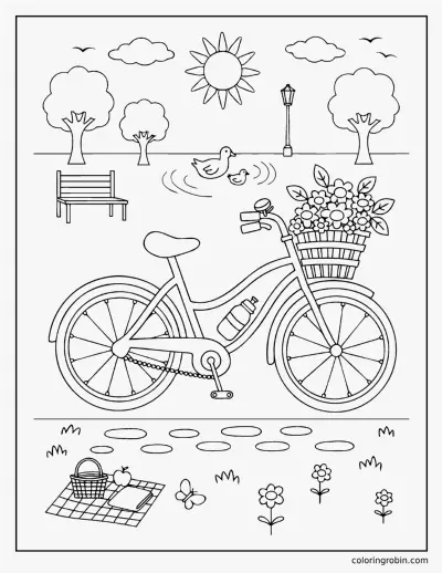 Bicycle in the Park coloring page