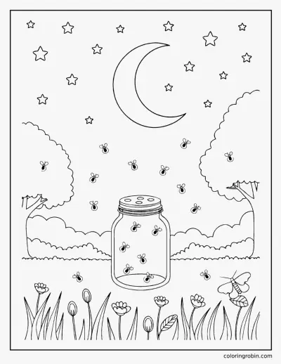 Firefly Summer Night coloring page