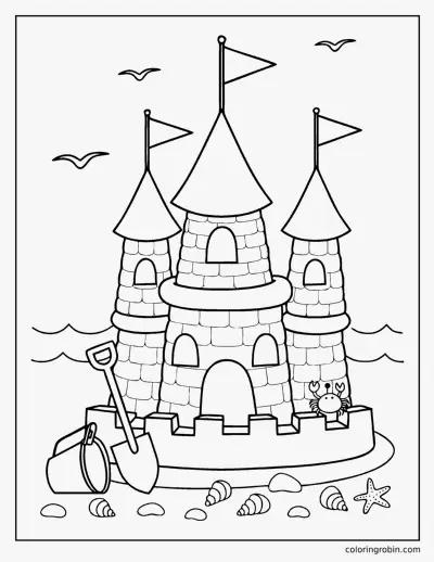 Sandcastle coloring page