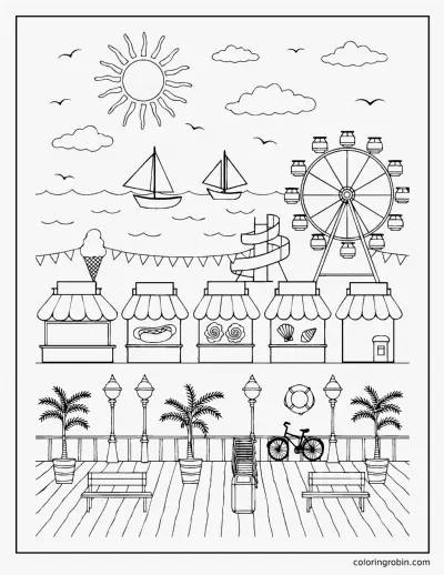 Seaside Boardwalk coloring page