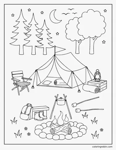 Summer Camping coloring page