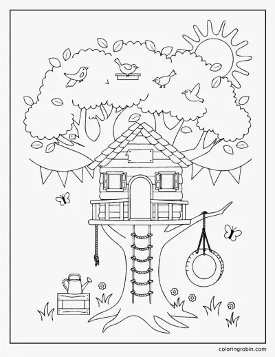 Treehouse coloring page