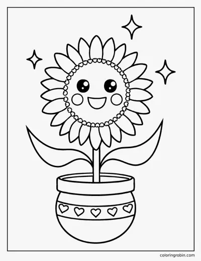Kawaii Sunflower coloring page