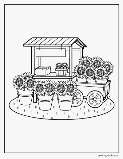 Sunflower Farm Stand coloring page