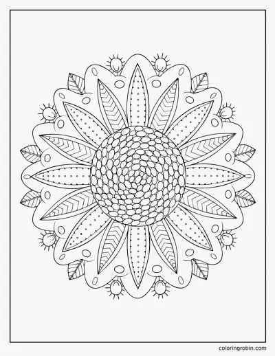 Sunflower Mandala coloring page