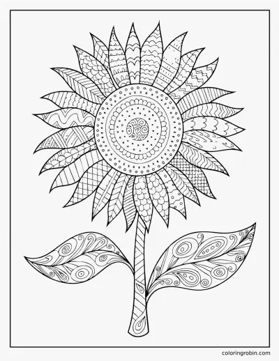 Zentangle Sunflower coloring page