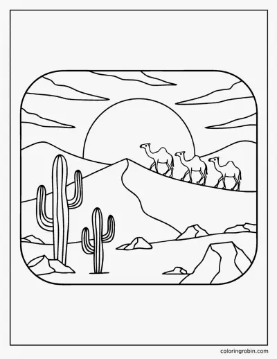 Desert Sunset coloring page