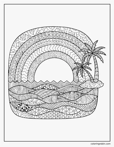 Zentangle Sunset coloring page