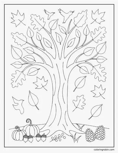 Thankful Tree coloring page