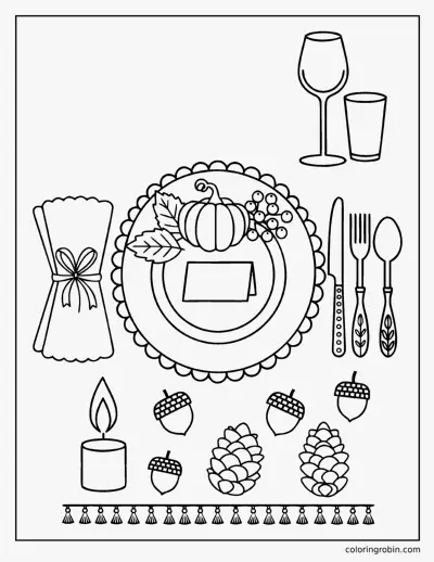 Thanksgiving Place Setting coloring page
