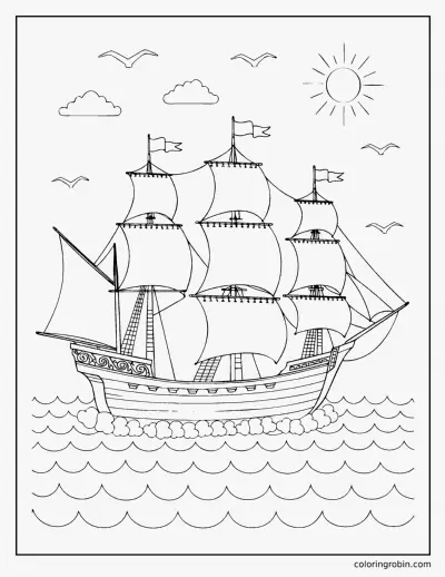 The Mayflower Ship coloring page