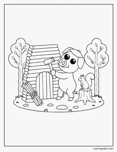 Building the Stick House coloring page