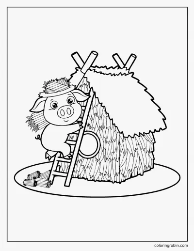 Building the Straw House coloring page