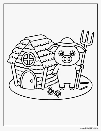 First Little Pig and the Straw House coloring page
