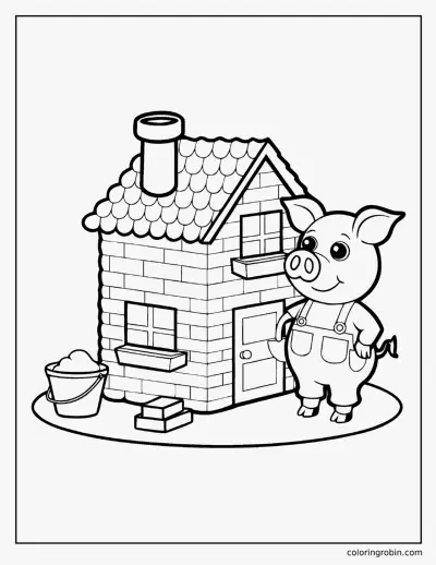 Third Little Pig and the Brick House coloring page
