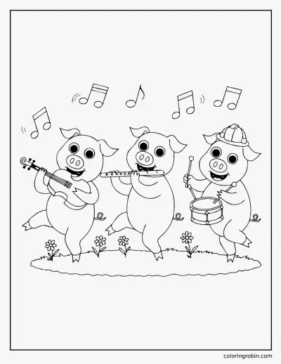 Three Little Pigs Celebrating coloring page