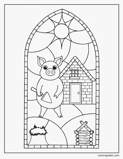 Three Little Pigs Stained Glass coloring page