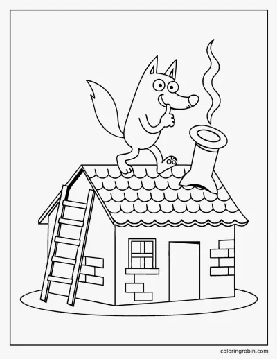 Wolf on the Roof coloring page