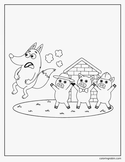 Wolf Runs Away coloring page