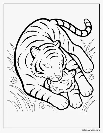 Tiger and Cub coloring page