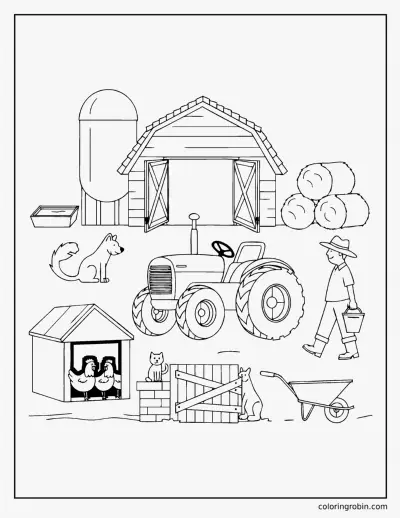 Busy Farmyard coloring page