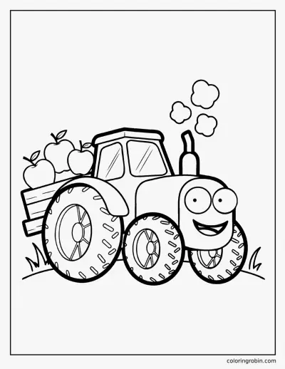 Cute Tractor coloring page