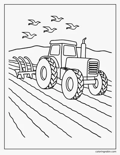 Tractor Ploughing coloring page