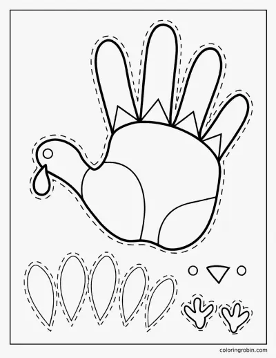 Handprint Turkey Craft coloring page