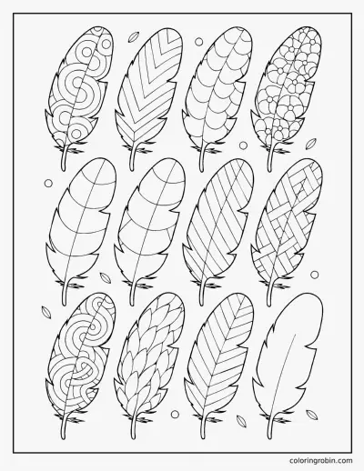 Patterned Feathers coloring page