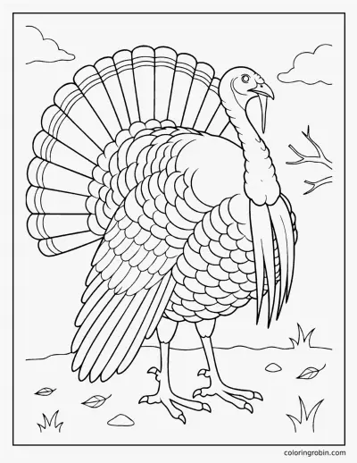 Realistic Wild Turkey coloring page