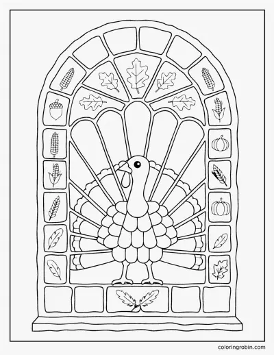 Stained Glass Turkey coloring page