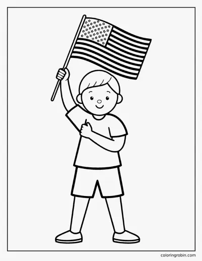 Child with the Flag coloring page