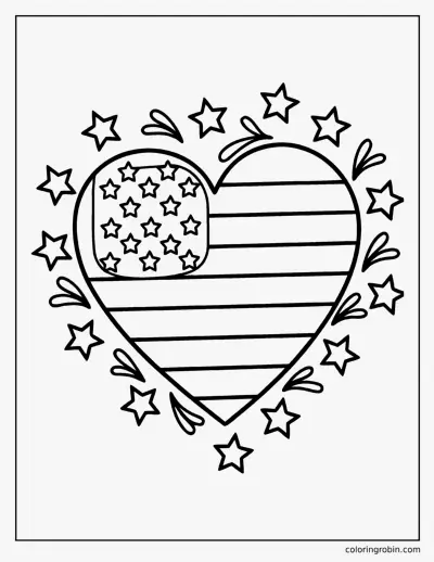 Flag Heart coloring page