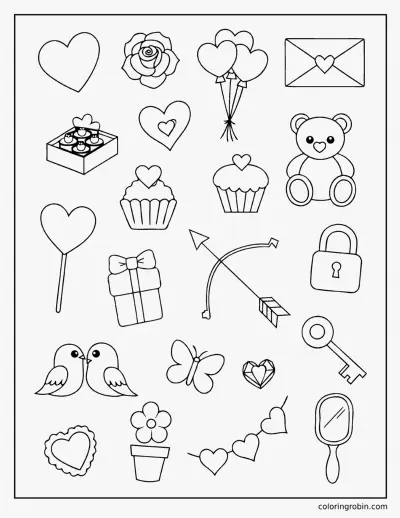 Valentine Doodle Page coloring page