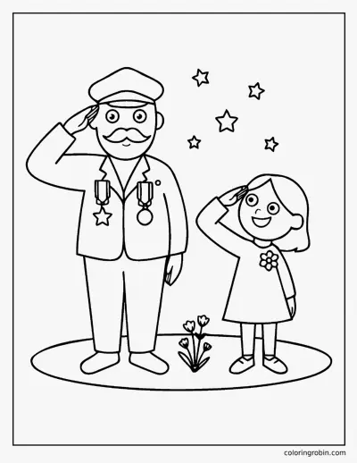 Grandpa and Me Saluting coloring page