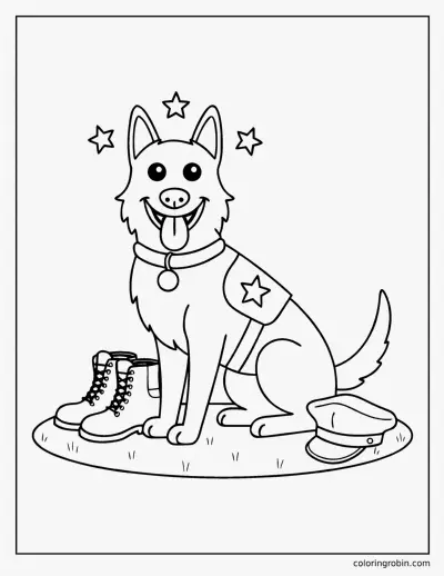 Military Service Dog coloring page