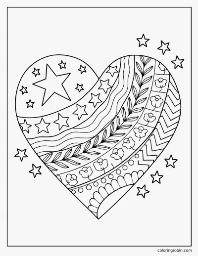 Stars and Stripes Heart coloring page