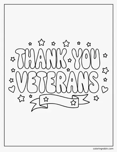 Thank You Veterans Lettering coloring page