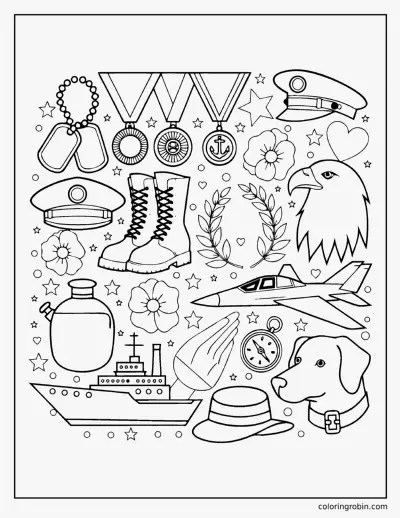 Veterans Day Doodles coloring page