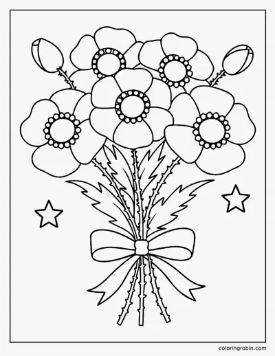 Veterans Day Poppies coloring page