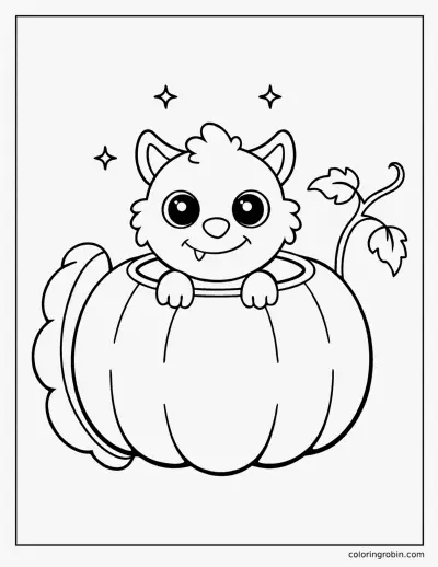 Little Werewolf in a Pumpkin coloring page