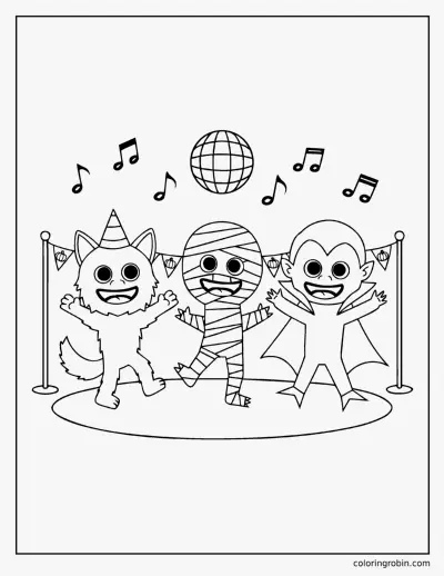 Monster Dance Party coloring page