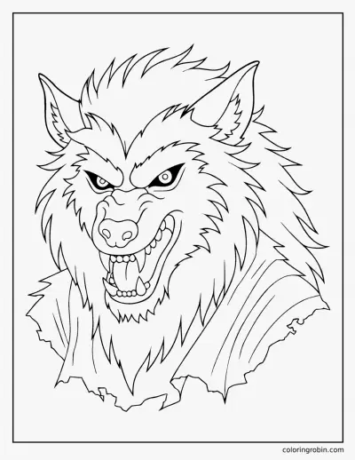Realistic Werewolf coloring page