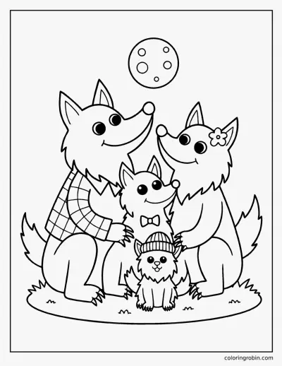 Werewolf Family coloring page