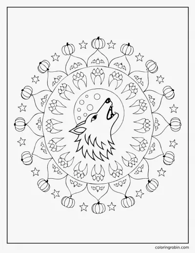 Werewolf Mandala coloring page