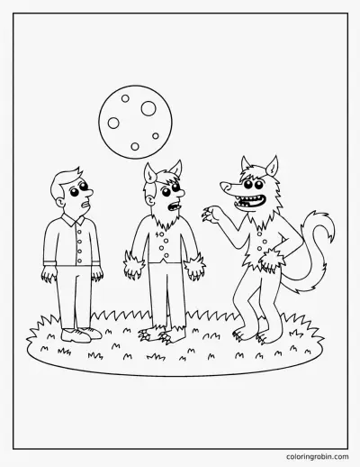 Werewolf Transformation coloring page
