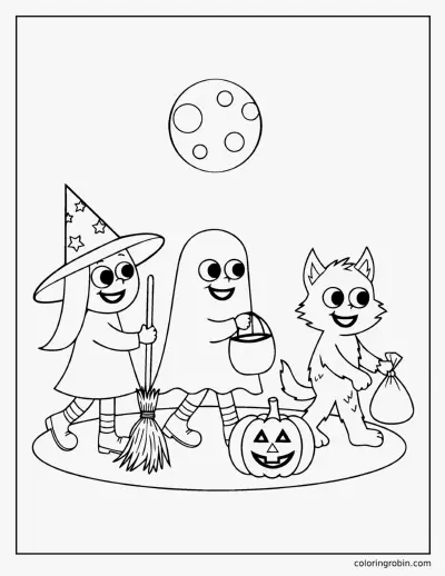 Werewolf Trick or Treating coloring page