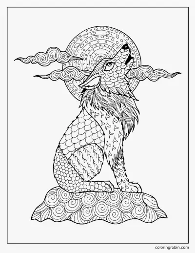 Zentangle Werewolf coloring page
