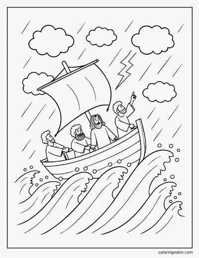 Jonah and the Storm coloring page