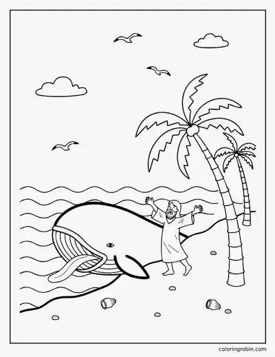 Jonah on the Shore coloring page